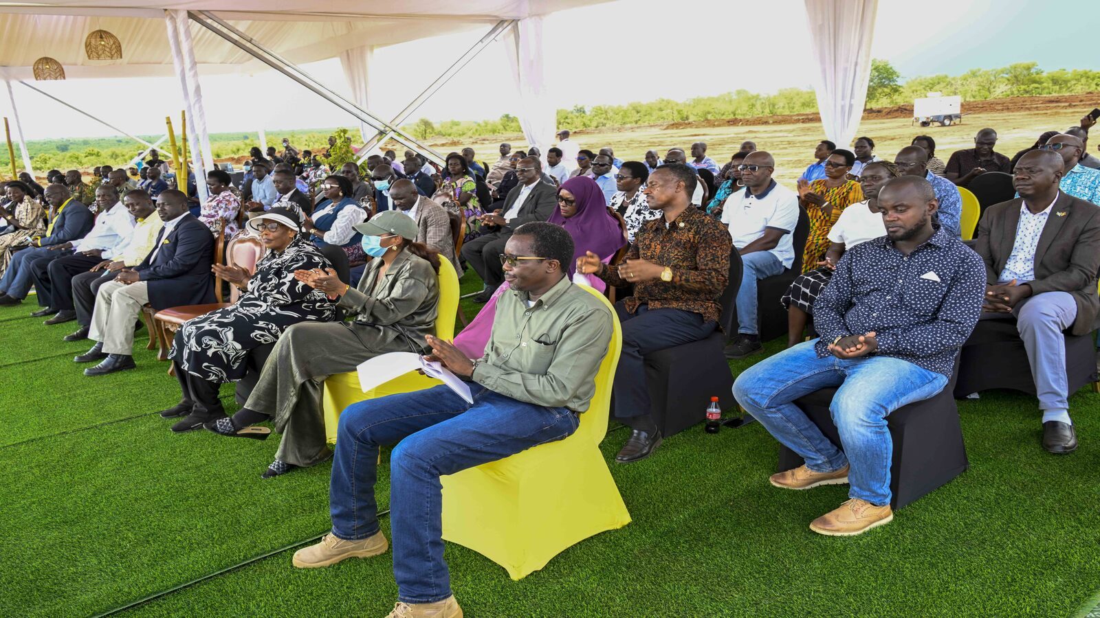 Some of the guests that attending the occasion of the President Yoweri Kaguta Museveni’s visit to assess the status of implementation of Atiak Sugar Project in Amuru district on the 13th April 2024. Photo by PPU/Tony Rujuta.
